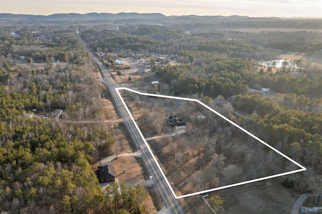 view of aerial view at dusk