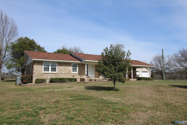 single story home with a carport and a front yard