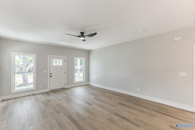 1201 Halsey Ave, Huntsville, AL 35801 - foyer with a ceiling fan, plenty of natural light, light wood-type flooring, and baseboards