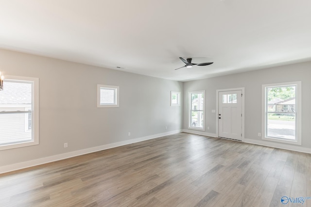 1201 Halsey Ave, Huntsville, AL 35801 - entrance foyer with light wood-type flooring, healthy amount of natural light, ceiling fan, and baseboards
