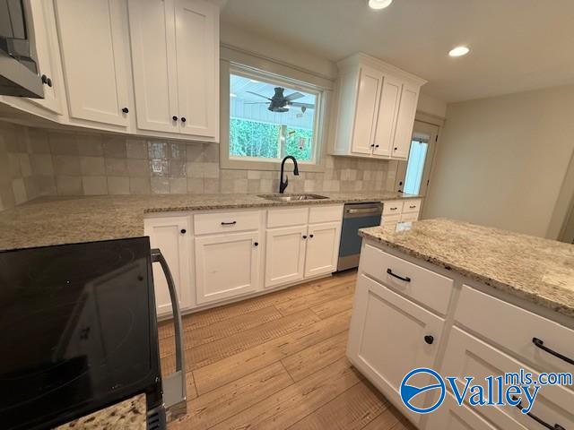 6255 Vista Trl, Southside, AL 35907 - kitchen with a sink, dishwasher, light wood finished floors, recessed lighting, and stove