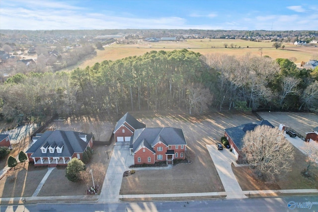 drone / aerial view with a rural view