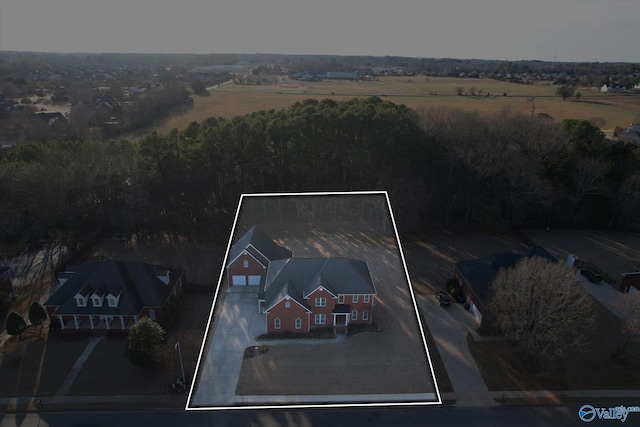 aerial view with a rural view