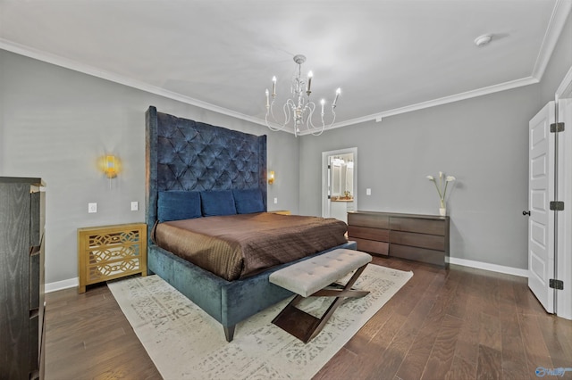 2654 Mountain Stream Way, Owens Cross Roads, AL 35763 - bedroom with a chandelier, crown molding, and wood finished floors