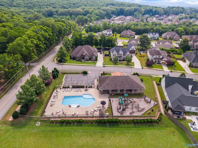 2654 Mountain Stream Way, Owens Cross Roads, AL 35763 - aerial perspective of suburban area with a pool area