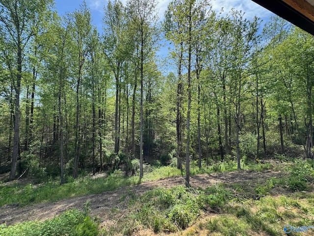 view of landscape featuring a wooded view