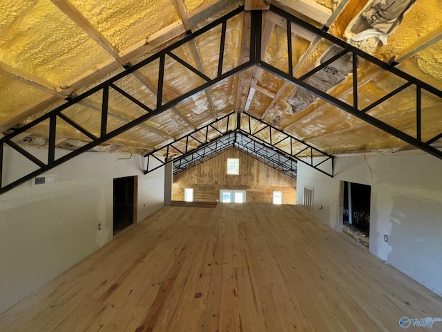 view of unfinished attic