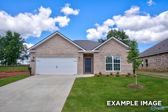 154 Heritage Lakes Blvd, New Market, AL 35761 - ranch-style home with brick siding, driveway, an attached garage, and a front lawn