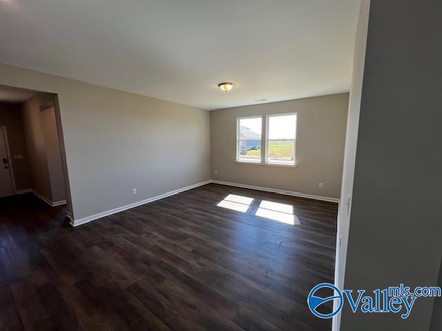 spare room with dark wood-type flooring