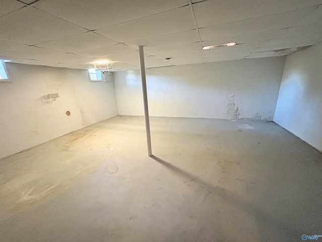 basement with a drop ceiling