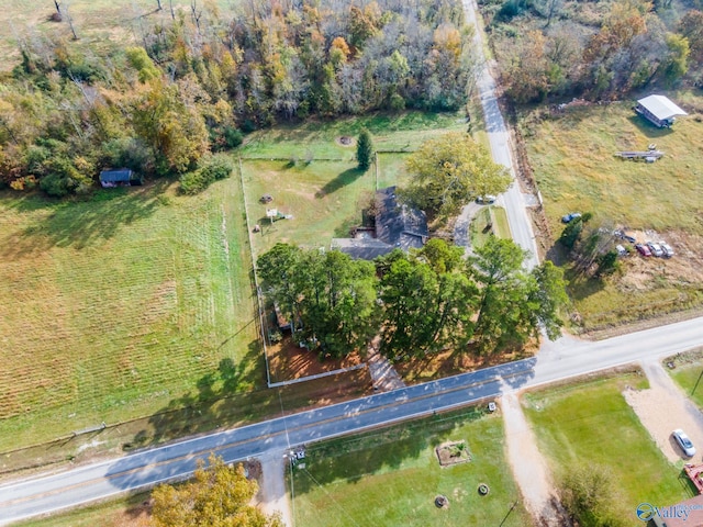 drone / aerial view with a rural view