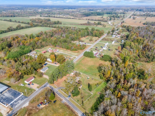 aerial view featuring a rural view