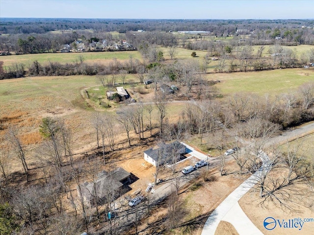 drone / aerial view with a rural view