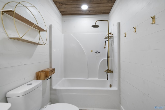 691 County Road 106, Leesburg, AL 35983 - bathroom featuring wooden ceiling and washtub / shower combination
