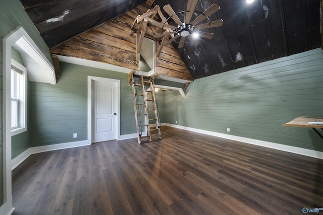 691 County Road 106, Leesburg, AL 35983 - unfurnished living room with wood walls, lofted ceiling, and wood finished floors