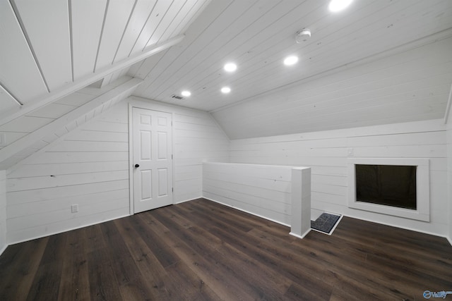 691 County Road 106, Leesburg, AL 35983 - bonus room with recessed lighting, vaulted ceiling, dark wood-style flooring, and wood ceiling