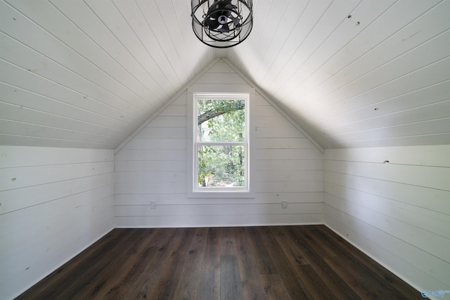 691 County Road 106, Leesburg, AL 35983 - bonus room with dark wood-style flooring, lofted ceiling, wood ceiling, and wood walls