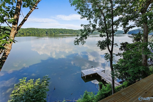 view of dock featuring a water view