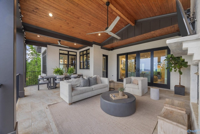 27 Watson Grande Way, Owens Cross Roads, AL 35763 - view of patio / terrace featuring ceiling fan, outdoor lounge area, and french doors