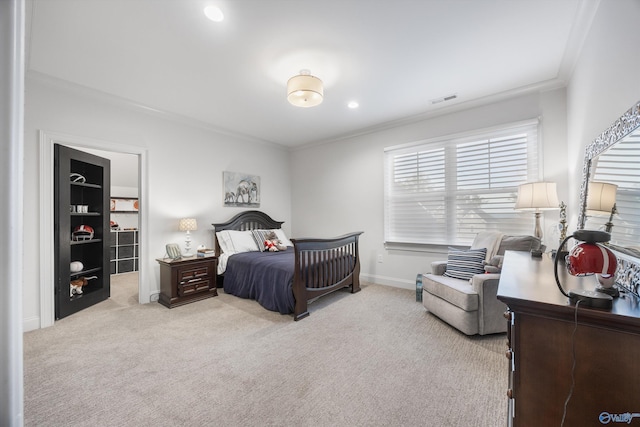 27 Watson Grande Way, Owens Cross Roads, AL 35763 - bedroom featuring ornamental molding, light colored carpet, recessed lighting, and baseboards