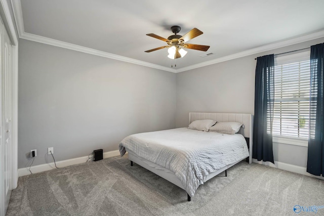 bedroom featuring baseboards, visible vents, and carpet flooring