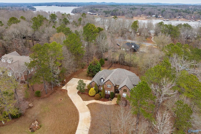 bird's eye view featuring a water view