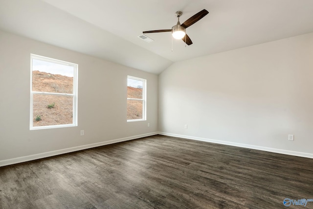 4016 Sherri St SW, Decatur, AL 35603 - unfurnished room featuring dark wood-type flooring, ceiling fan, and lofted ceiling