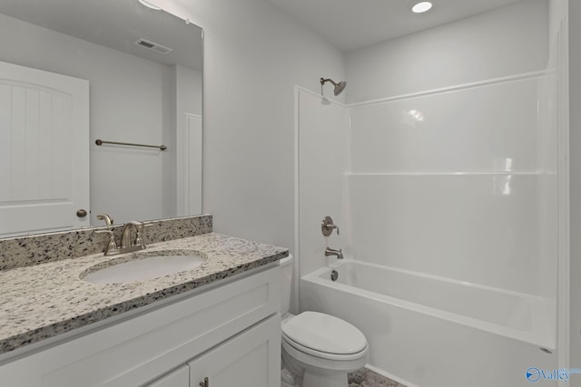 15354 Springbrook Trce, Athens, AL 35611 - full bathroom with shower / bath combination, vanity, visible vents, and toilet