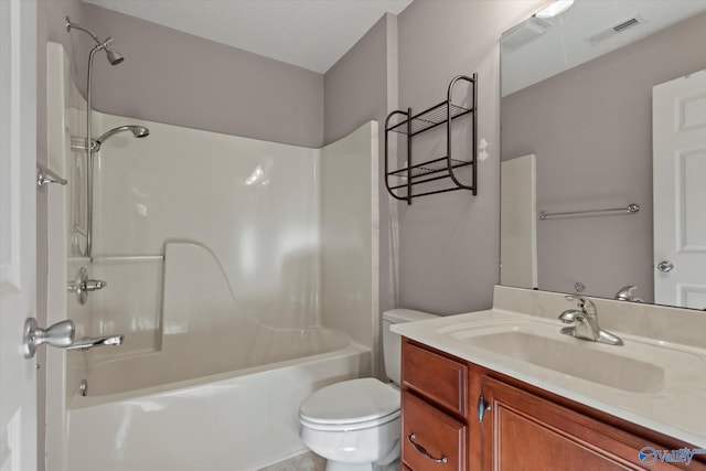 123 Coyote Creek Rd, Meridianville, AL 35759 - bathroom featuring toilet, vanity, and tub / shower combination