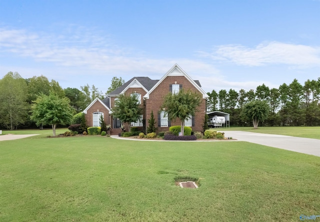 2224 Veranda Trce, Gadsden, AL 35903 - traditional-style home with a front lawn, brick siding, a carport, and driveway