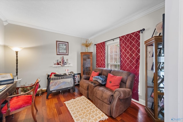 2224 Veranda Trce, Gadsden, AL 35903 - living area featuring crown molding, wood finished floors, and baseboards