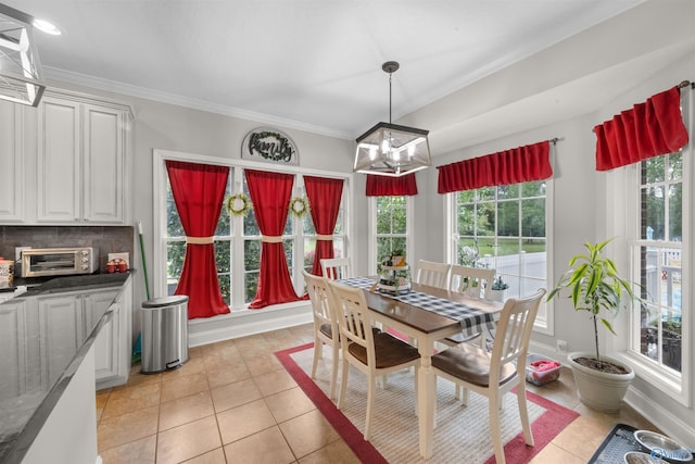 2224 Veranda Trce, Gadsden, AL 35903 - dining room with a chandelier, light tile patterned floors, and ornamental molding