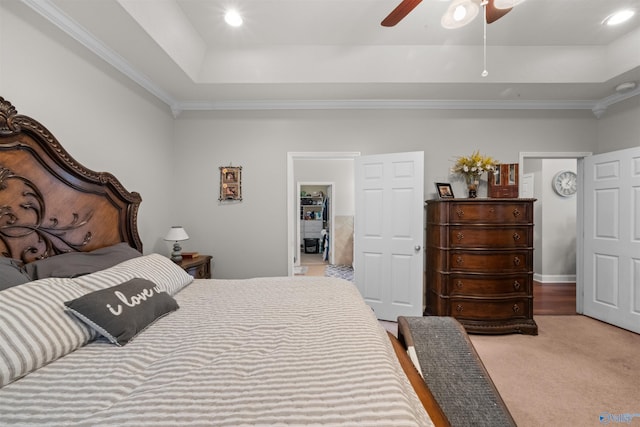 2224 Veranda Trce, Gadsden, AL 35903 - carpeted bedroom featuring a raised ceiling, ornamental molding, a ceiling fan, and recessed lighting