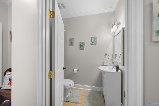 2224 Veranda Trce, Gadsden, AL 35903 - bathroom featuring ornamental molding, vanity, toilet, tile patterned flooring, and baseboards