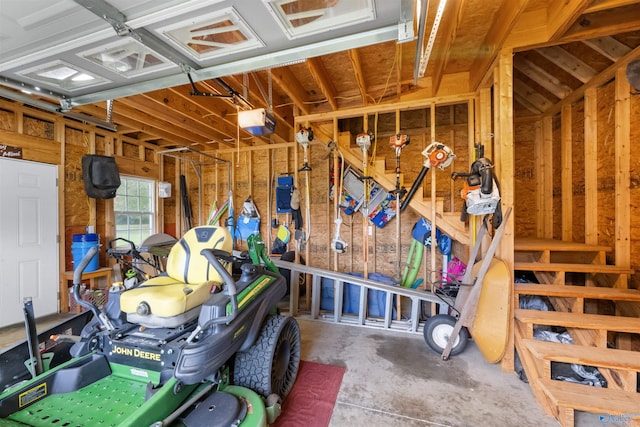 garage with a garage door opener