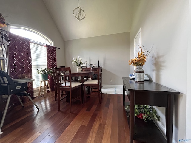 2224 Veranda Trce, Gadsden, AL 35903 - dining space featuring dark wood-type flooring and high vaulted ceiling