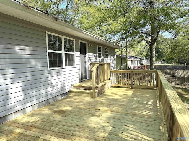 wooden deck featuring fence
