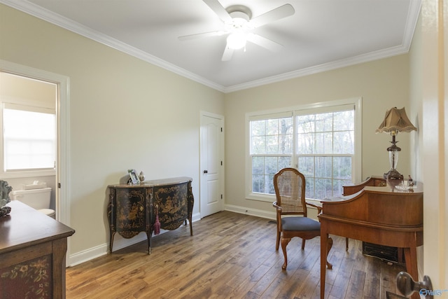 1033 Edgewood Cir, Arab, AL 35016 - office space with wood finished floors, ceiling fan, and ornamental molding