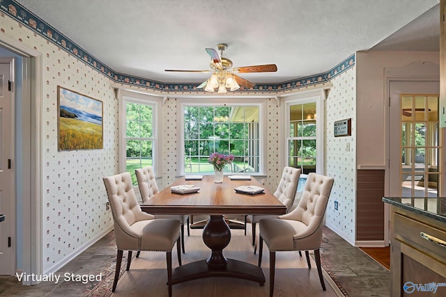 114 Butch Cir, Hazel Green, AL 35750 - dining room featuring wallpapered walls and ceiling fan