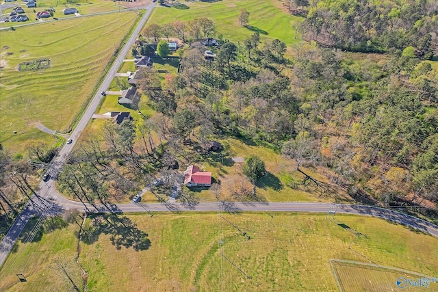 birds eye view of property featuring a rural view