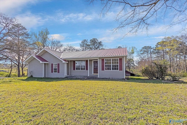 ranch-style home with a front lawn