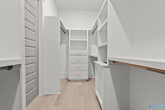 spacious closet with light hardwood / wood-style floors