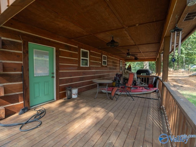 deck featuring ceiling fan