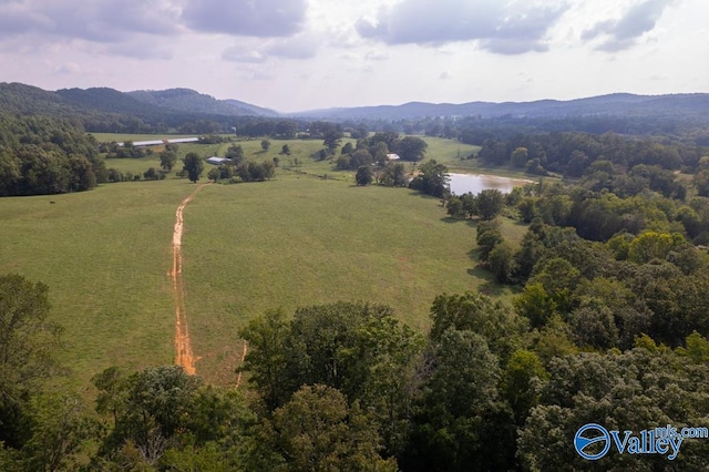 birds eye view of property with a mountain view