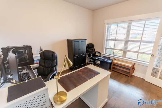 office featuring dark hardwood / wood-style floors