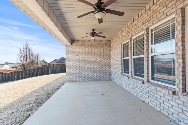 view of patio with ceiling fan