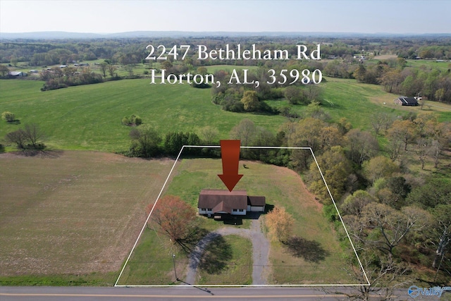 drone / aerial view featuring a rural view