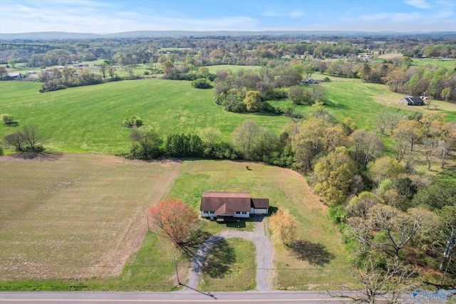 aerial view featuring a rural view