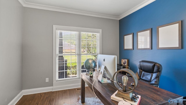 1943 Old Big Cove Rd SE, Owens Cross Roads, AL 35763 - office with ornamental molding, wood finished floors, and baseboards