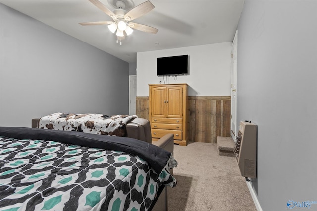 bedroom featuring ceiling fan and carpet floors